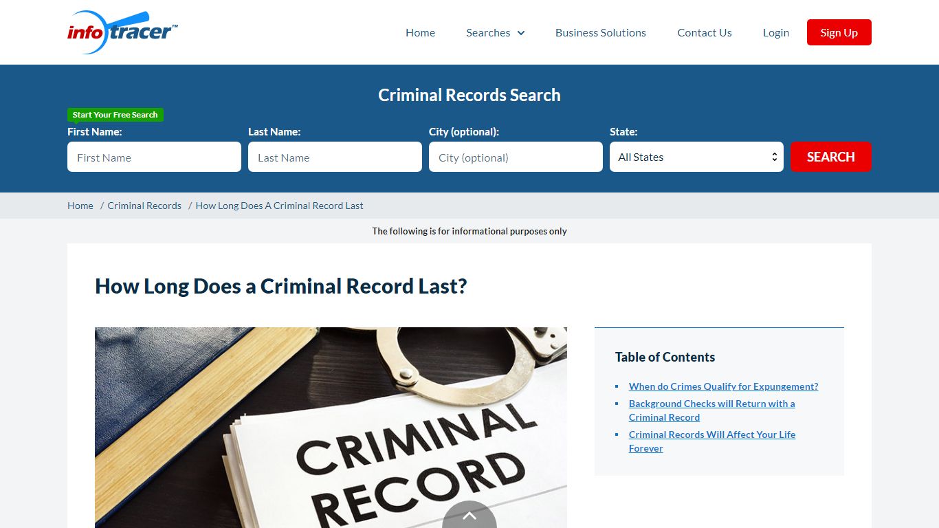 How Long Do Criminal Records Last in the United States? - InfoTracer